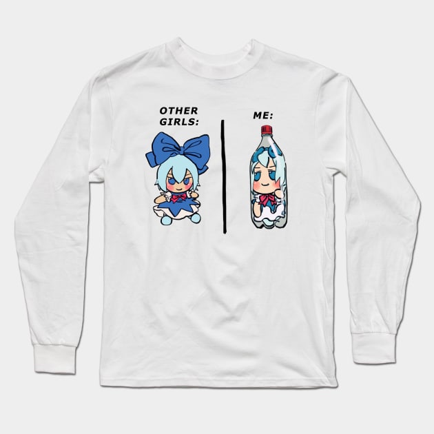 I draw bottled cirno fumo plush but it's me and other girls meme / touhou Long Sleeve T-Shirt by mudwizard